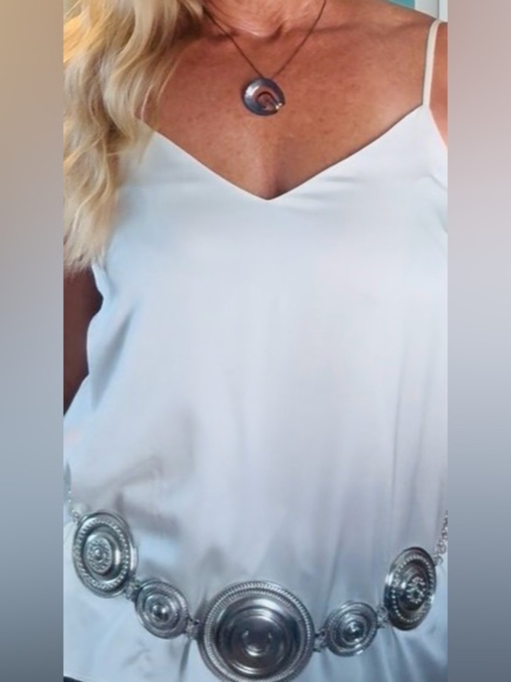Contemporary Spiral Pendant Necklace in Dark Silver Tone - Picture 3 of 8